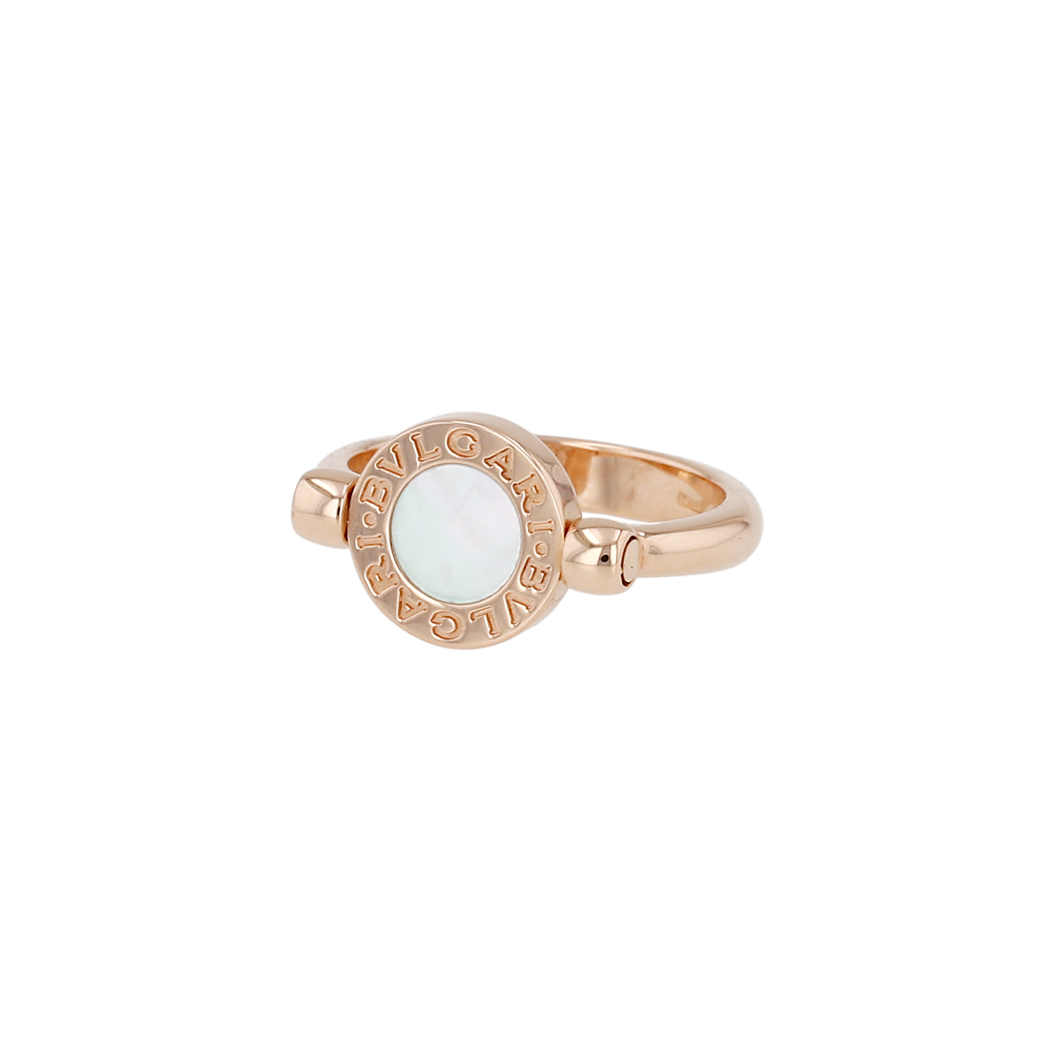 Twisted Bulgari Bulgari Bulgari ring in pink gold, mother of pearl and diamonds - Detail D1