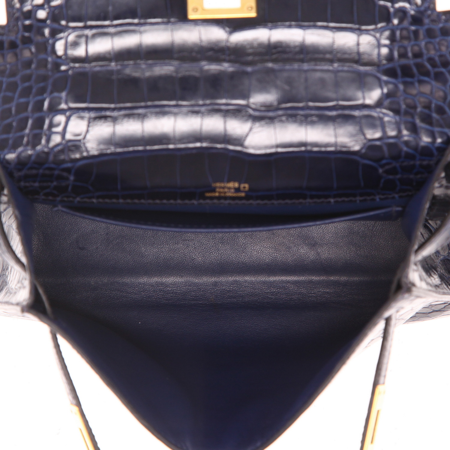 Bolsito de mano Hermès  Kelly - Clutch en aligátor azul - Detail D3