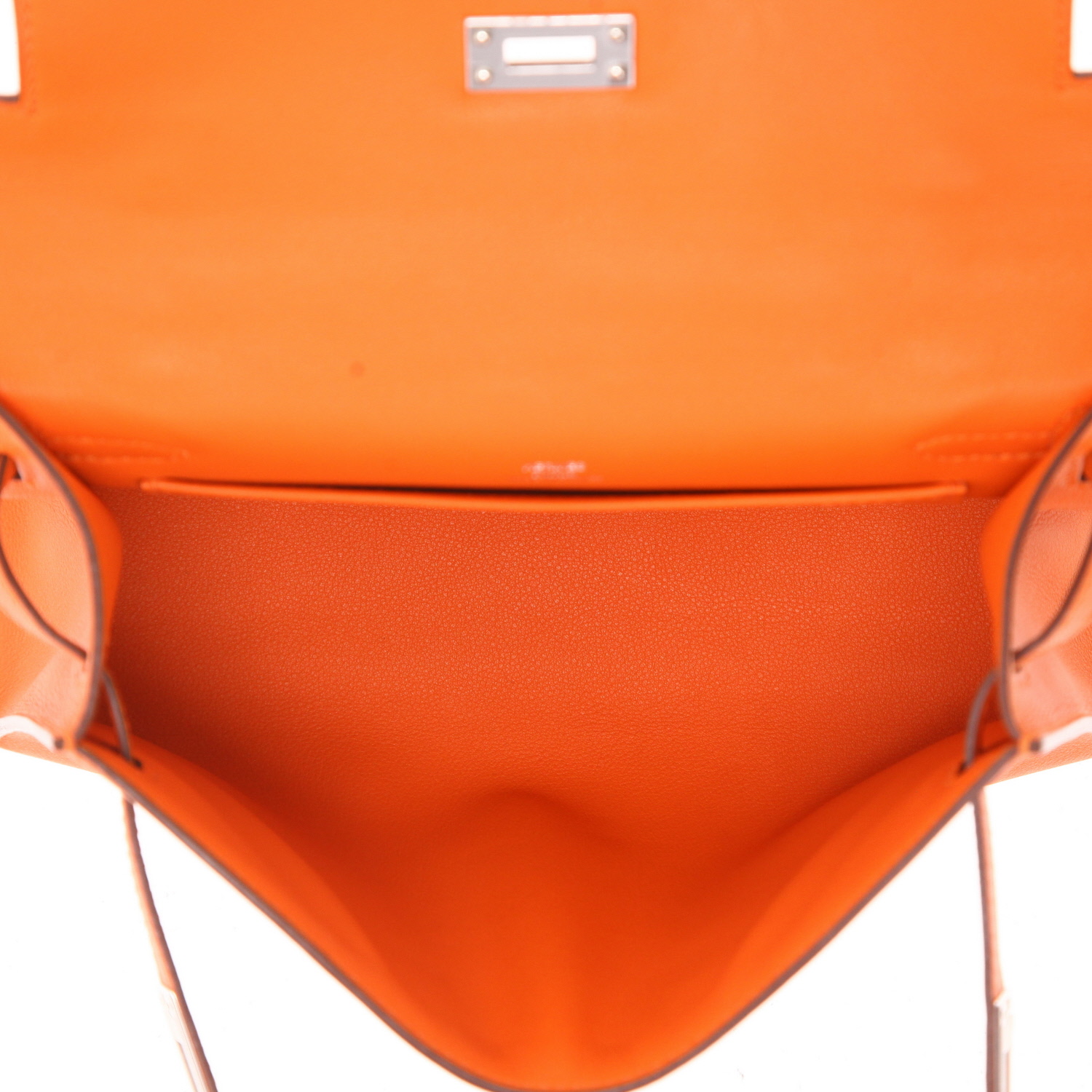 Bolsito de mano Hermès  Kelly - Clutch en cuero swift naranja - Detail D3