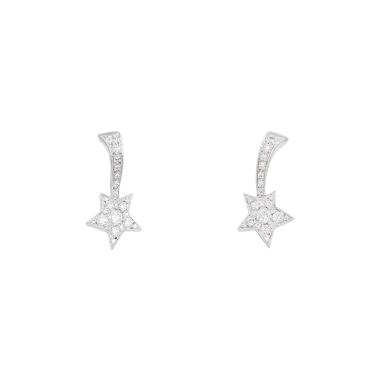 Paire de boucles d'oreilles Chanel Comètes en or blanc et diamants