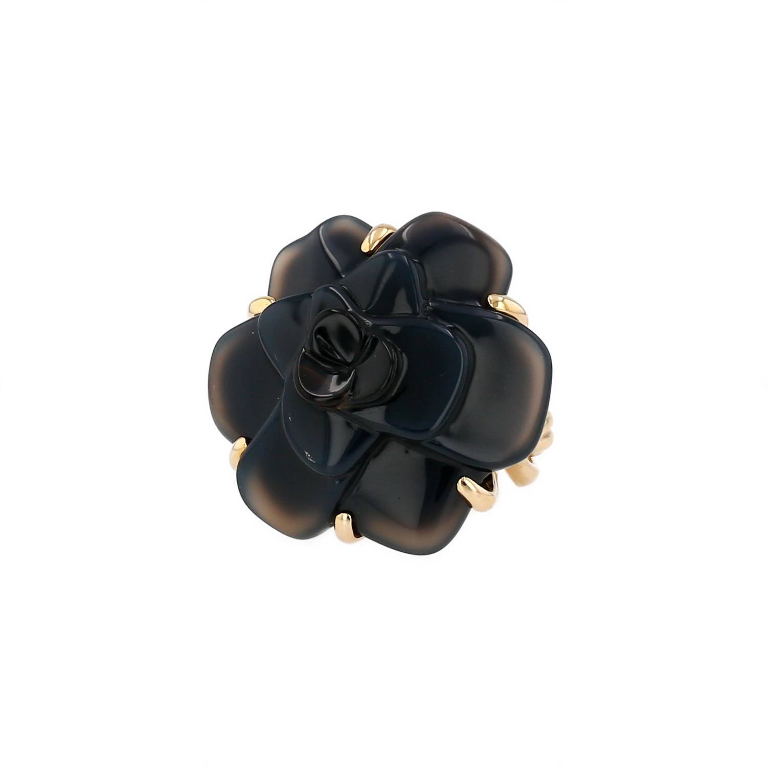 Bague Chanel Camelia Or Jaune Calcédoine Occasion