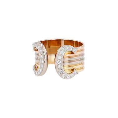 Cartier C de Cartier large model ring in 3 golds and diamonds