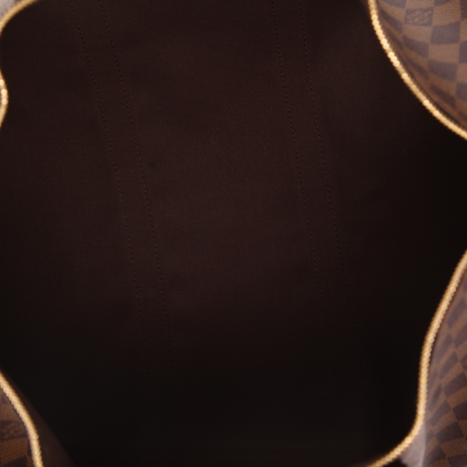 Louis Vuitton  Keepall 50 travel bag  in ebene damier canvas  and brown leather - Detail D3