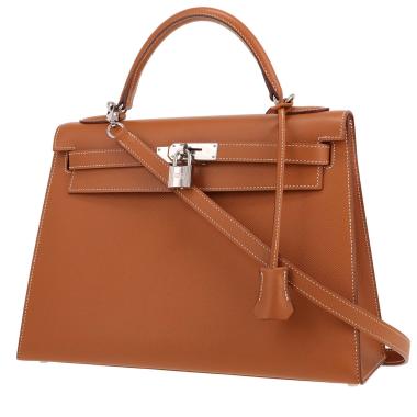 Bolso de mano Hermès  Kelly 32 cm en cuero epsom color oro