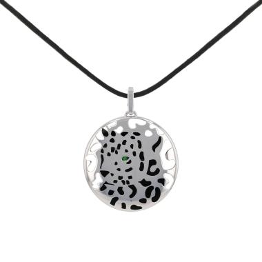 Colgante Cartier Panthère de oro blanco, laca negro y tsavoritas