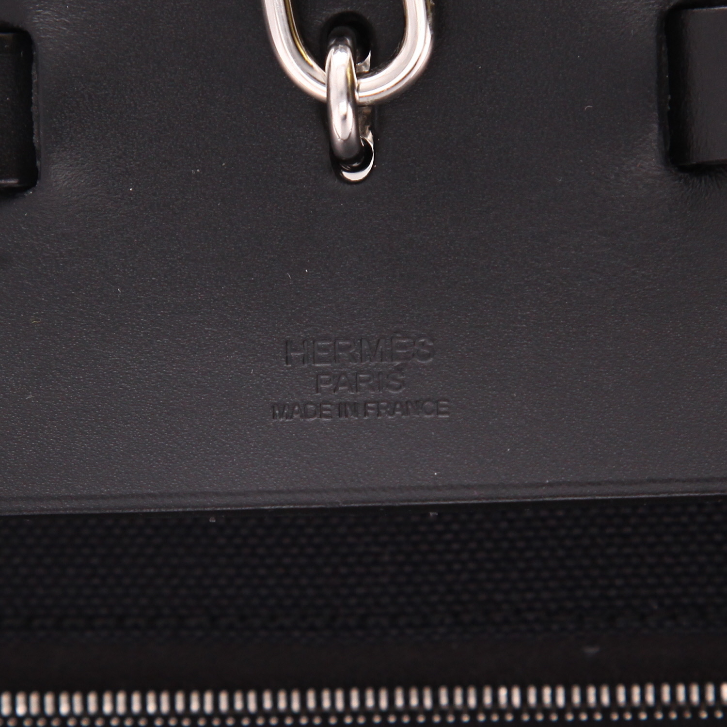 Sac de voyage Hermès  Herbag en toile noire et cuir noir - Detail D2