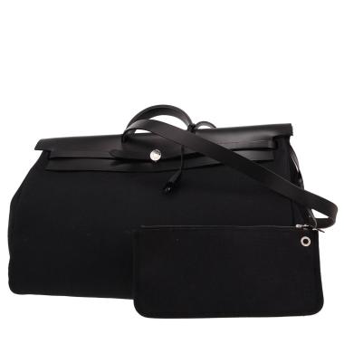 Bolsa de viaje Hermès  Herbag en lona negra y cuero negro