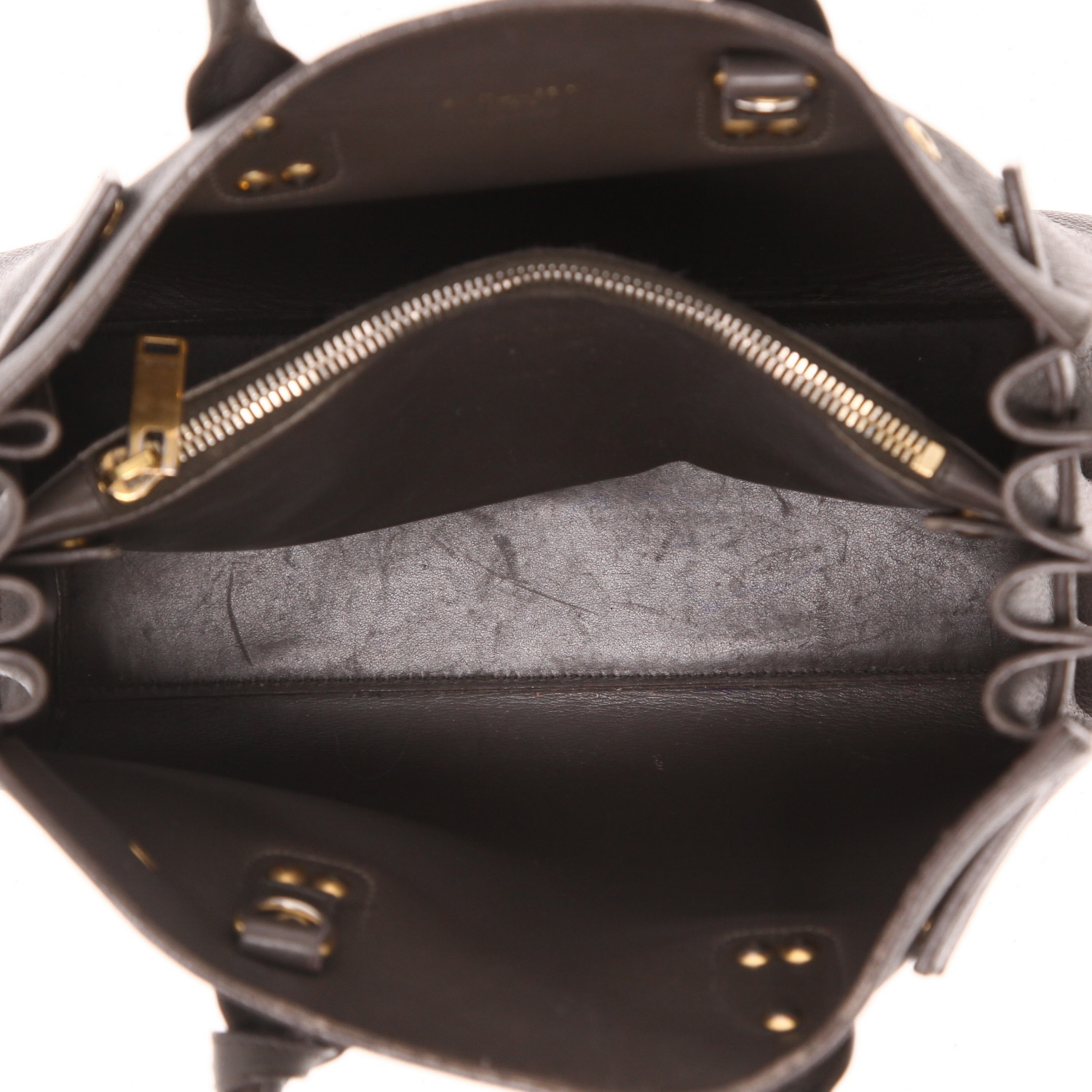 Saint Laurent  Sac de jour Baby handbag  in grey leather - Detail D3