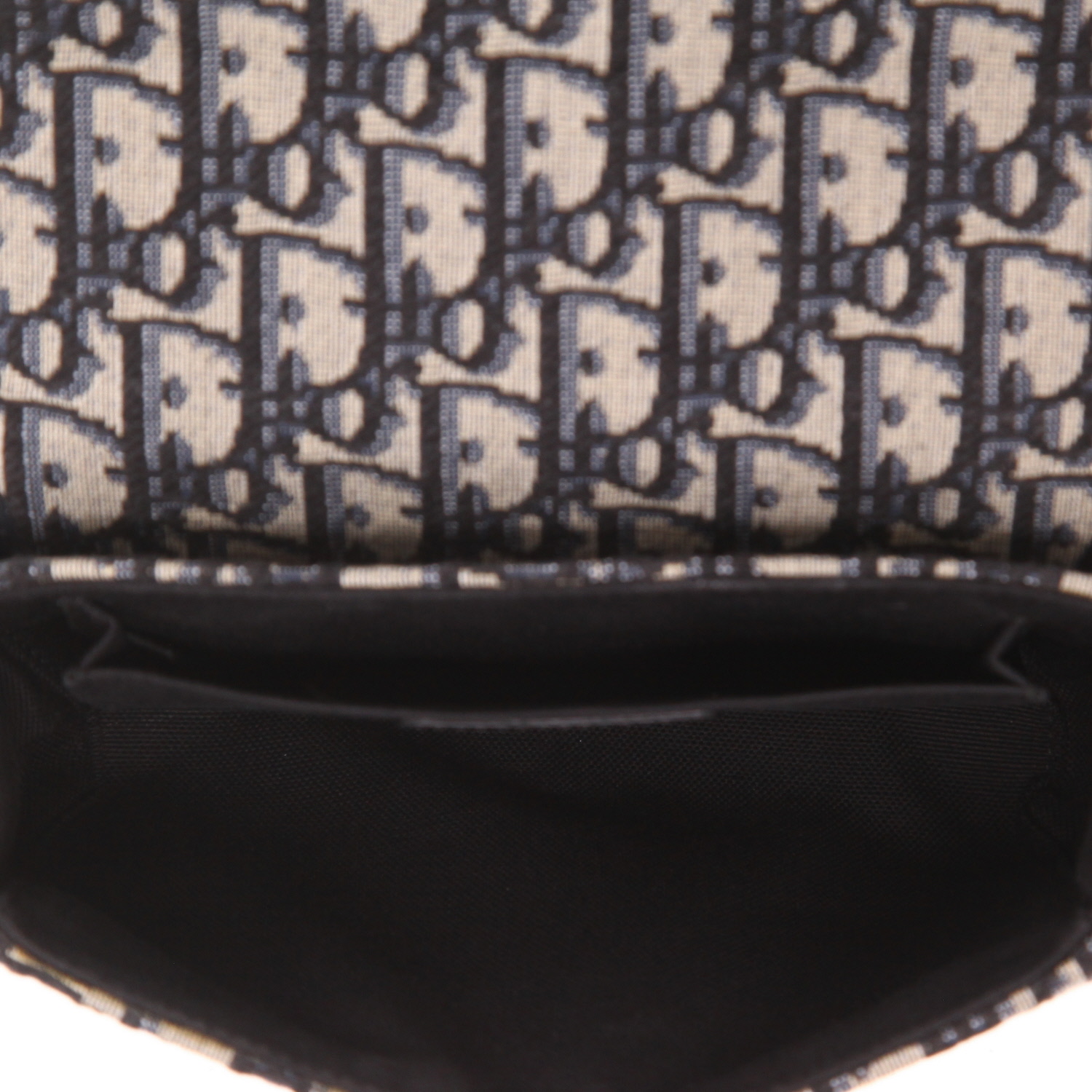 Sac bandoulière Dior  Box 30 Montaigne en toile monogram Oblique bleue et cuir bleu - Detail D3