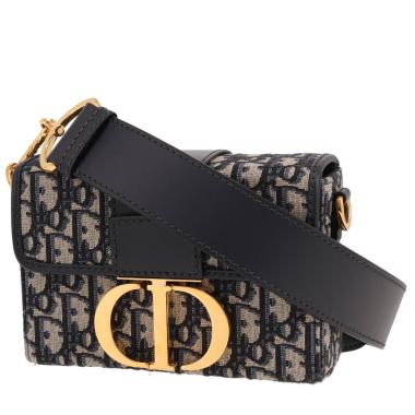 Bolso bandolera Dior  Box 30 Montaigne en lona Monogram Oblique azul y cuero azul