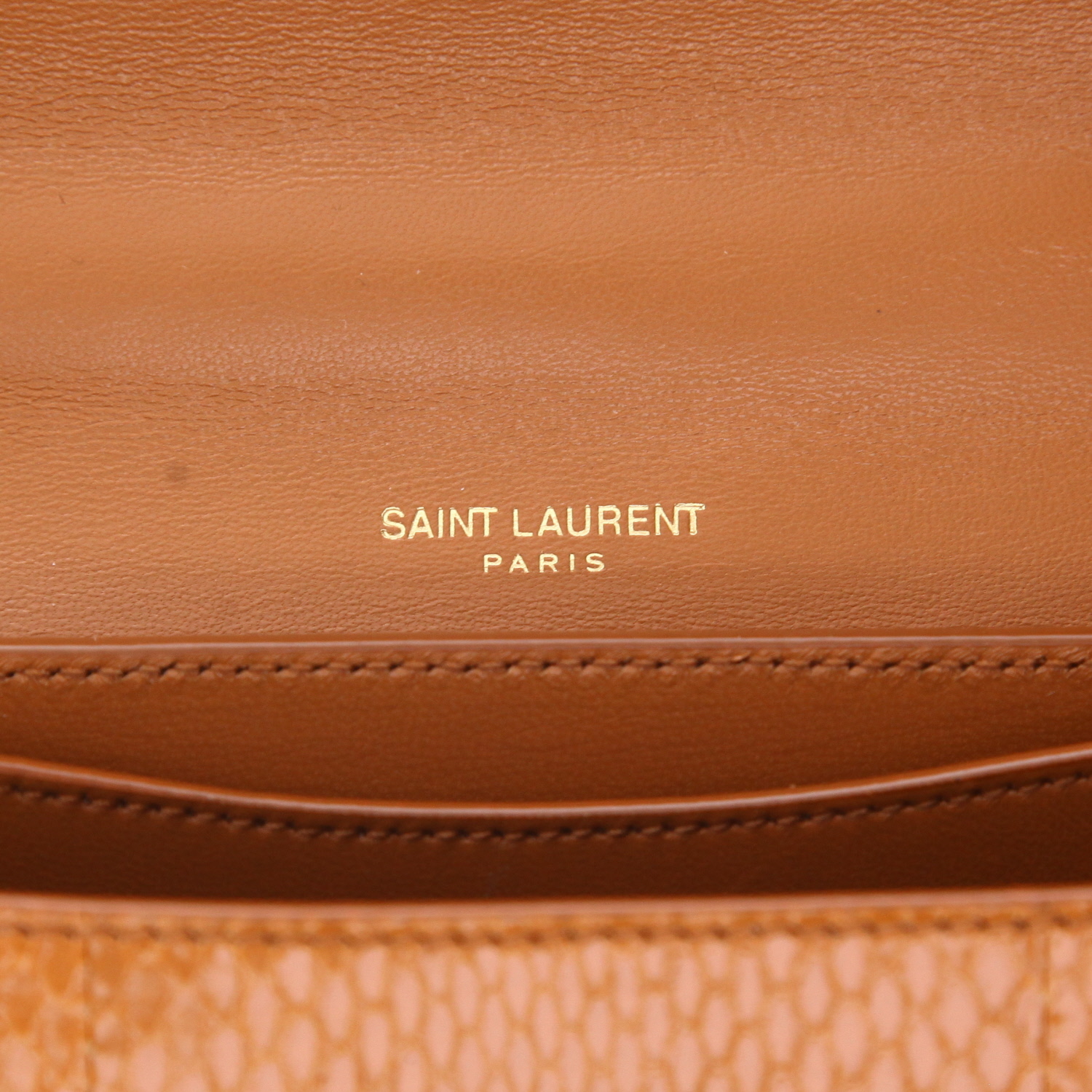 Sac bandoulière Saint Laurent  Kaia en python marron - Detail D2