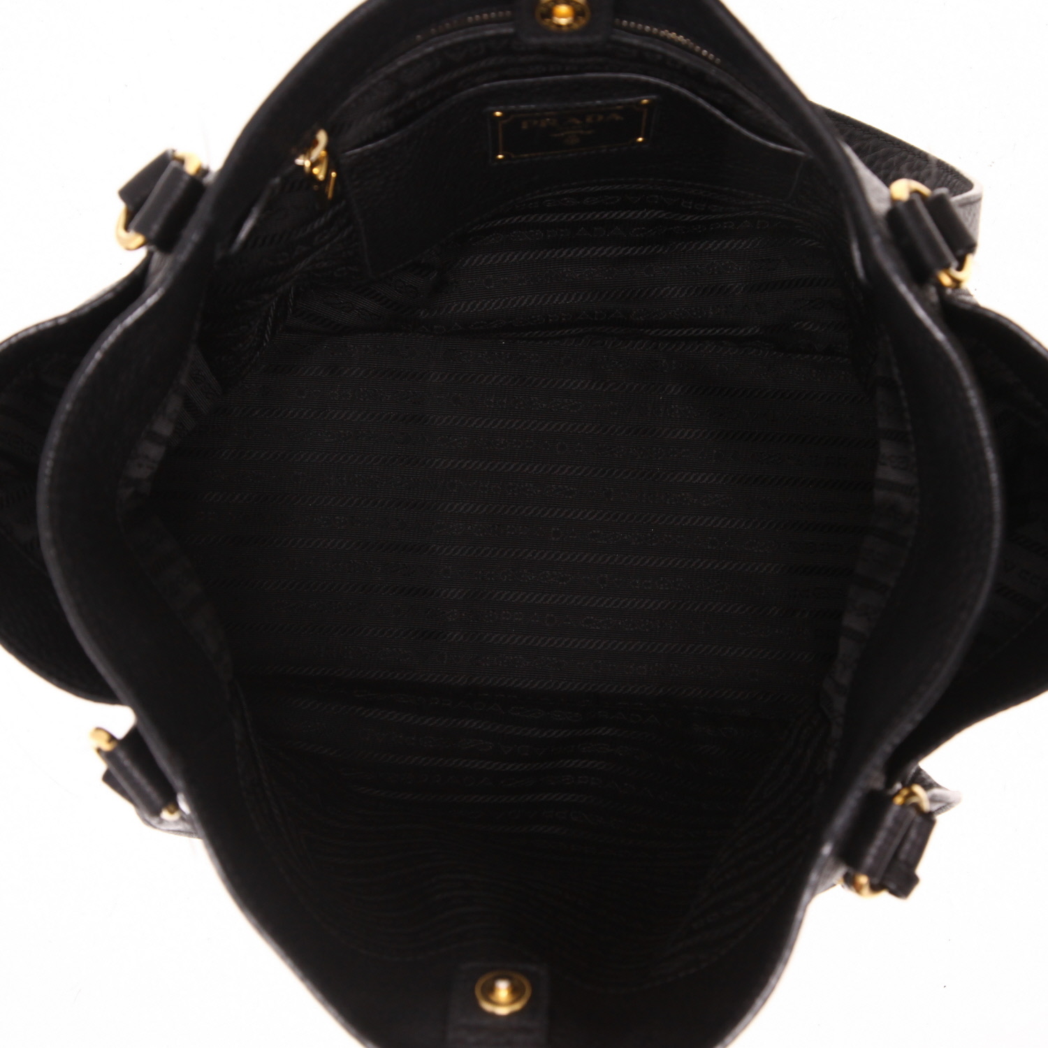 Prada   shopping bag  in black grained leather - Detail D3