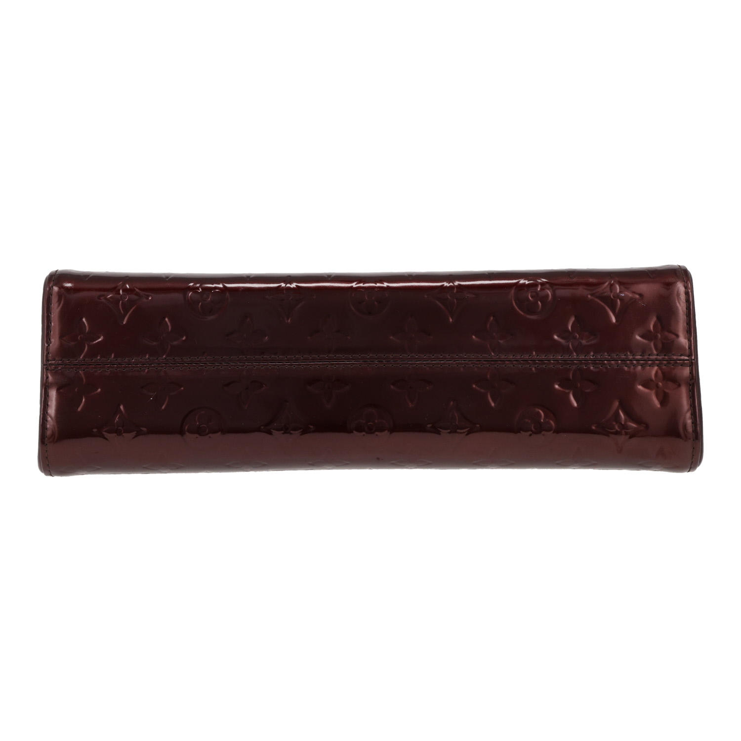 Sac porté épaule ou main Louis Vuitton  Roxbury en cuir verni monogram bordeaux et cuir naturel - Detail D1