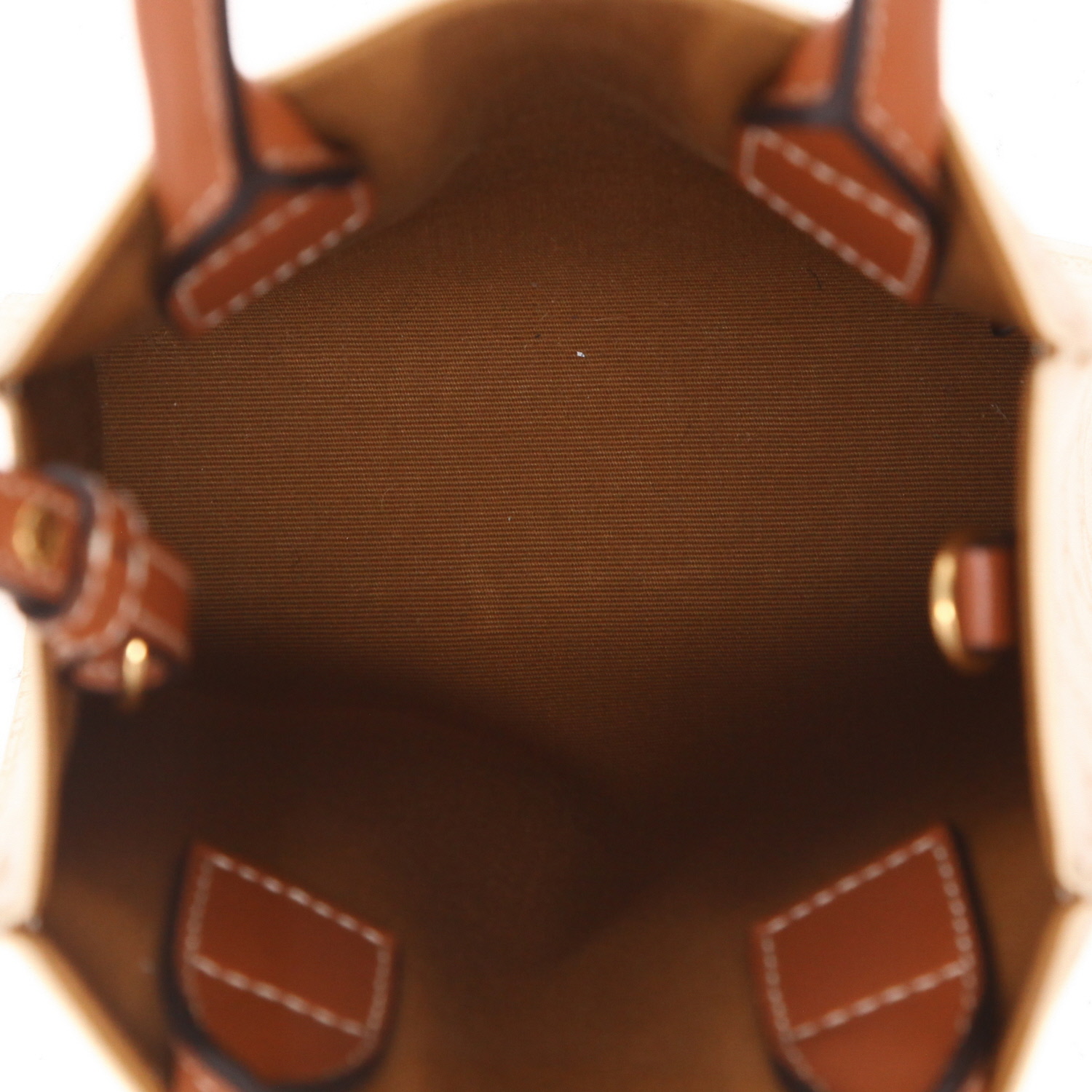 Celine  Vertical small model  shoulder bag  in beige monogram canvas  and brown leather - Detail D3