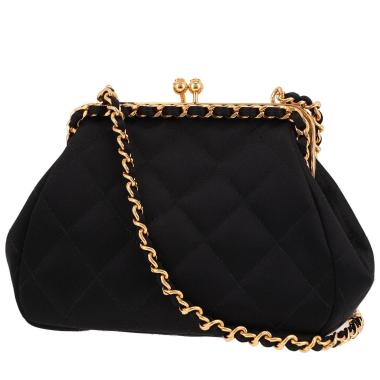 Borsa a tracolla Chanel  Vintage in raso nero
