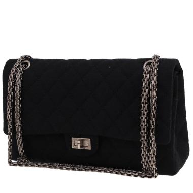Chanel  2.55 shoulder bag  in black jersey canvas