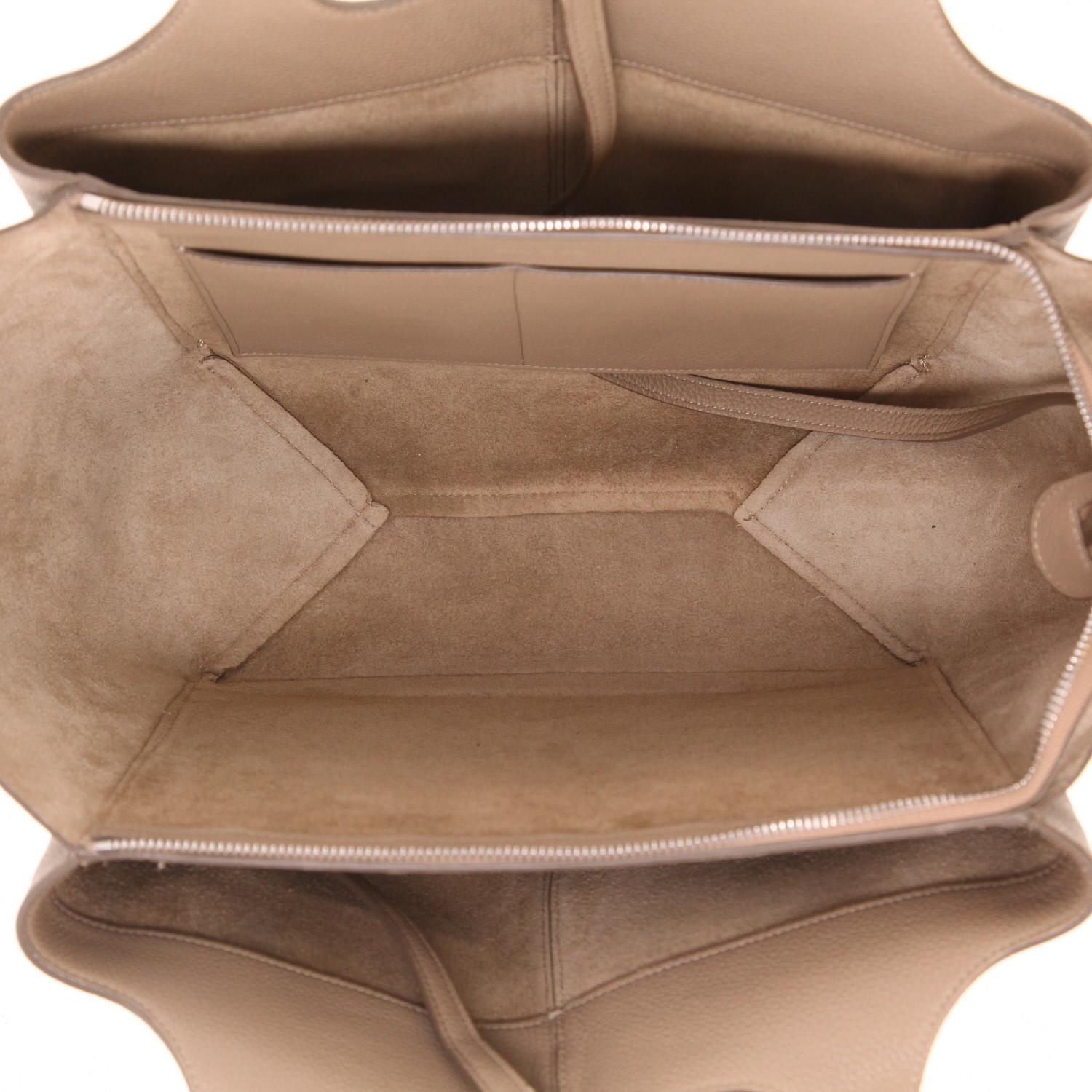 Bolso de mano Celine  Tri-Fold en cuero granulado beige - Detail D3