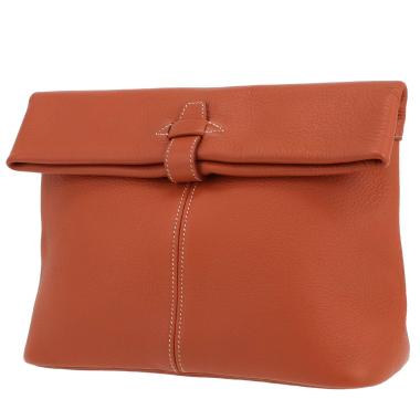 Pochette Hermès   en cuir gold