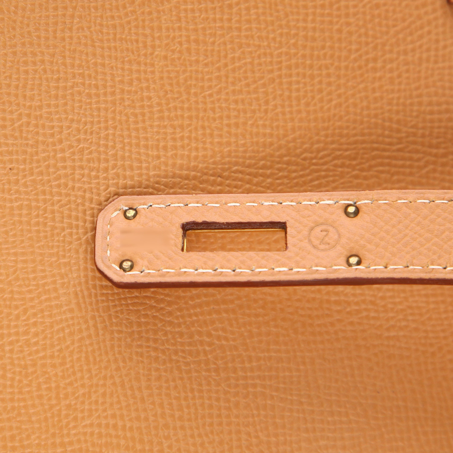 Hermès Birkin 40 cm handbag in brown Courchevel leather - Detail D4
