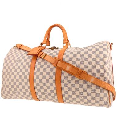 Sac de voyage Louis Vuitton  Keepall 55 en toile damier azur et cuir naturel