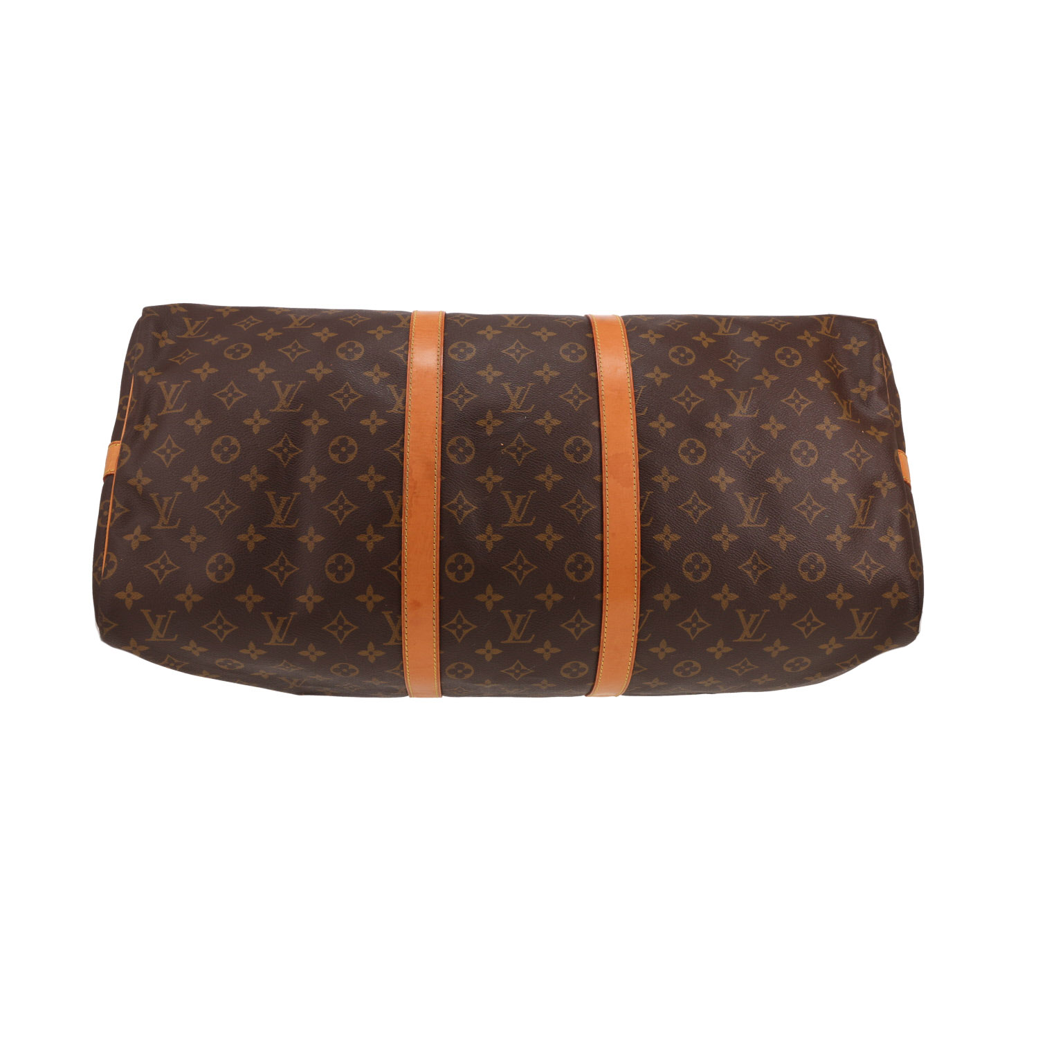 Louis Vuitton Keepall 55 travel bag in Monogram canvas and natural leather - Detail D1