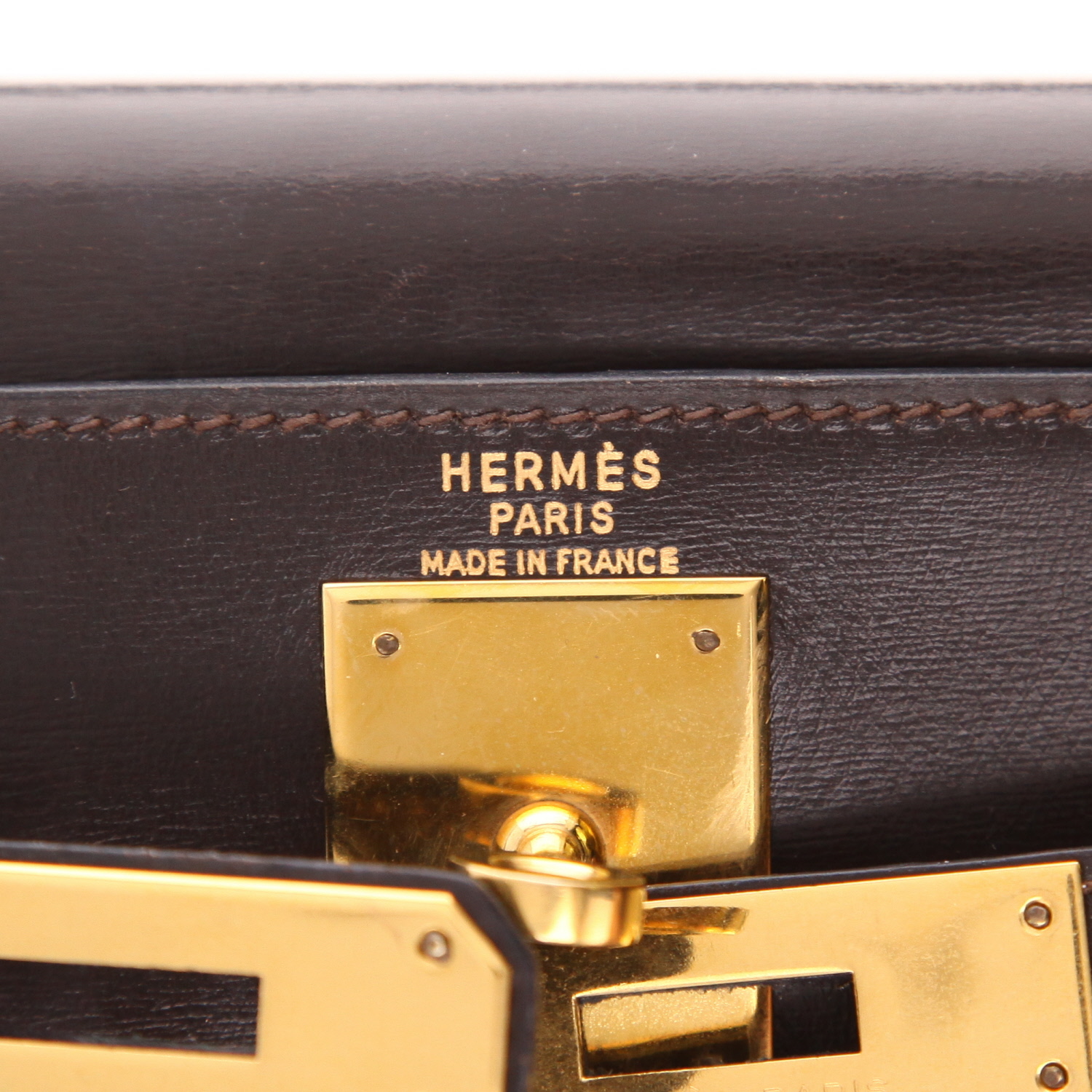 Sac à main Hermès  Kelly 28 cm en cuir box marron - Detail D2