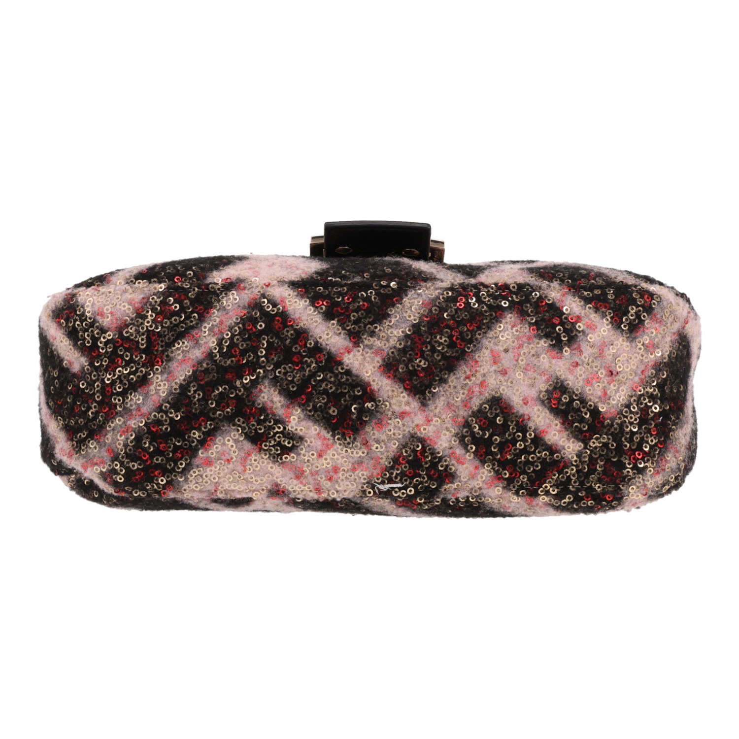 Fendi  Mamma Baguette handbag  in pink and brown whool  and brown leather - Detail D1