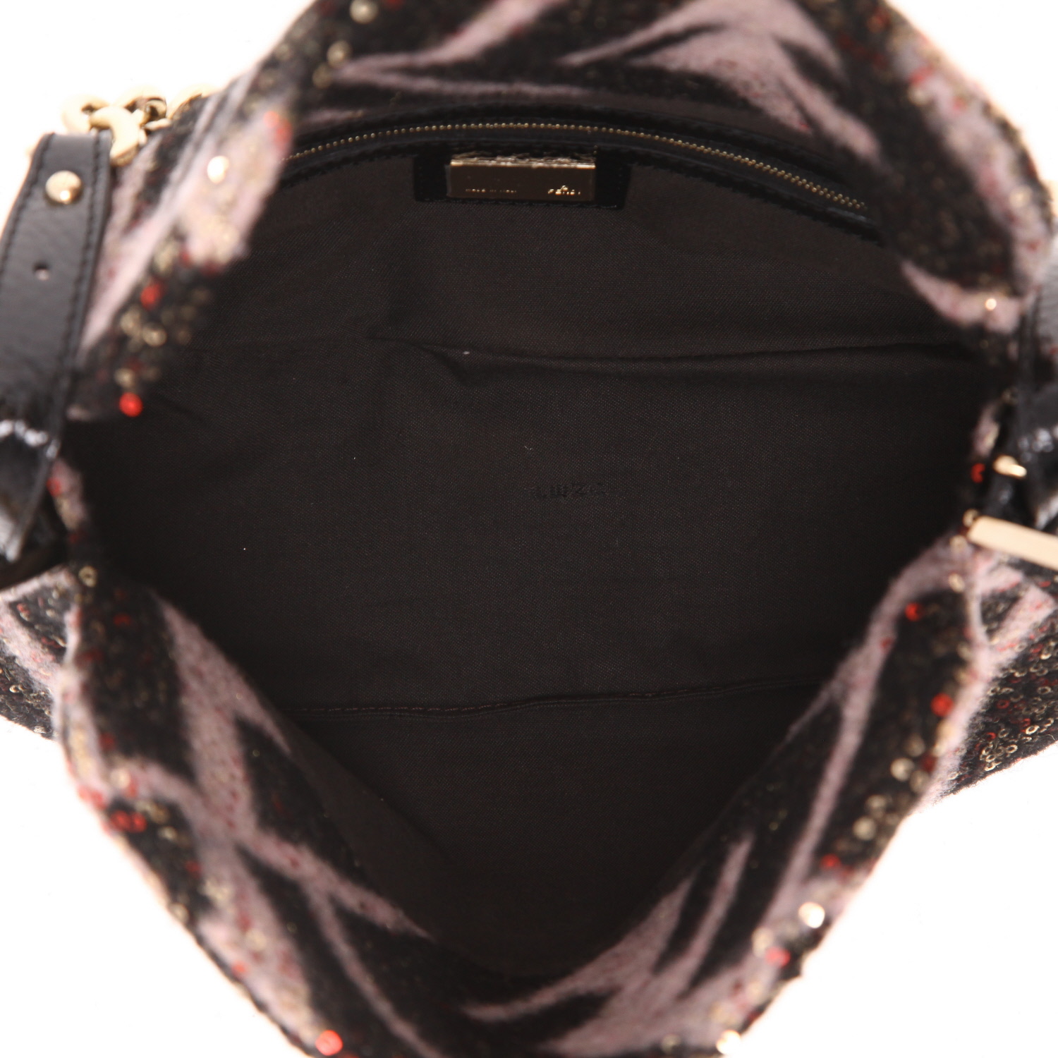 Borsa Fendi  Mamma Baguette in lana rosa e marrone e pelle marrone - Detail D3