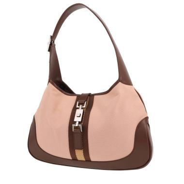 Bolso de mano Gucci  Jackie en cuero marrón y lona rosa