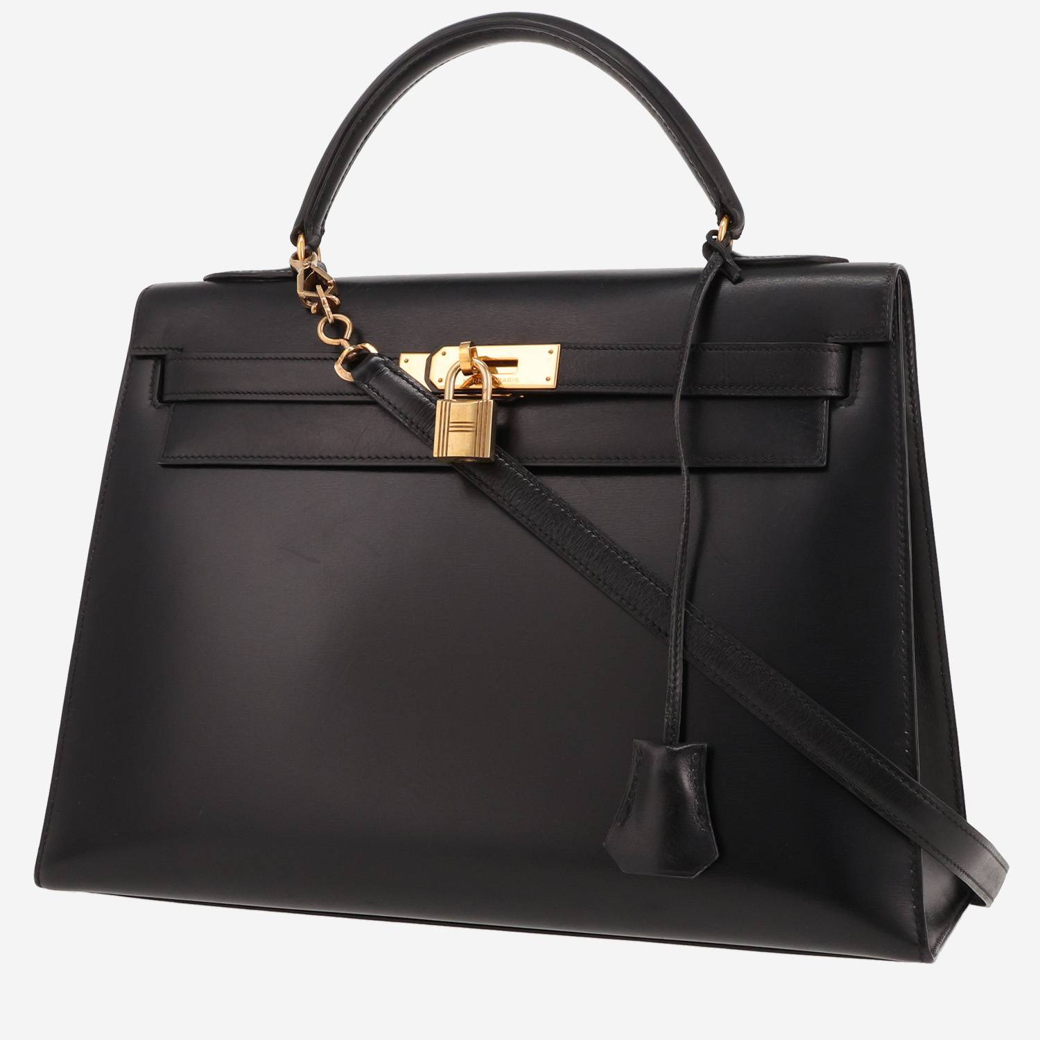 Hermès Kelly 32 cm handbag in black box leather