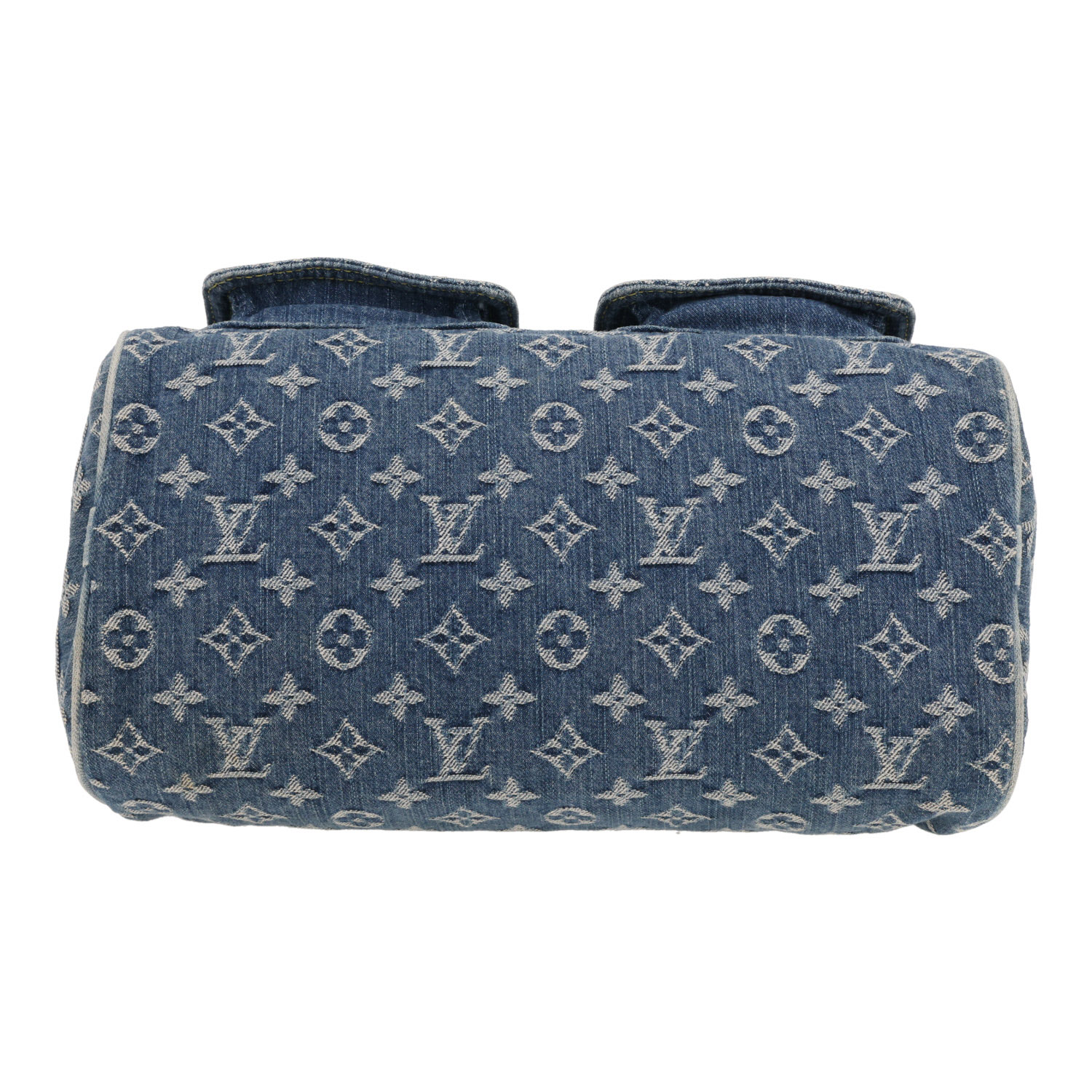 Sac à main Louis Vuitton  Neo Speedy en toile denim monogrammée bleue et cuir naturel - Detail D1