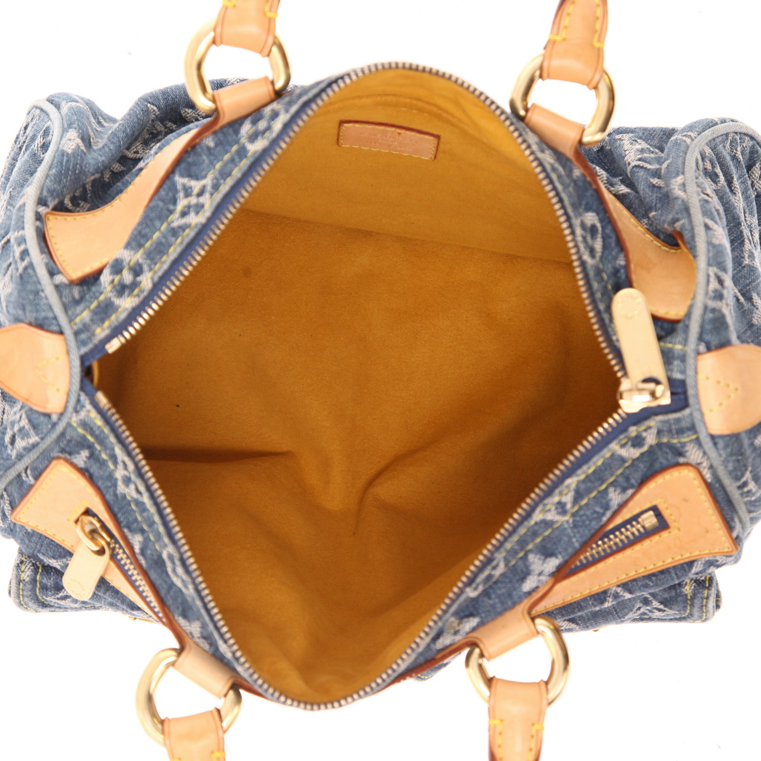 Louis Vuitton  Neo Speedy handbag  in blue monogram denim canvas  and natural leather - Detail D3