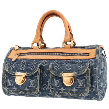 Bolso de mano Louis Vuitton  Neo Speedy en lona denim Monogram azul y cuero natural