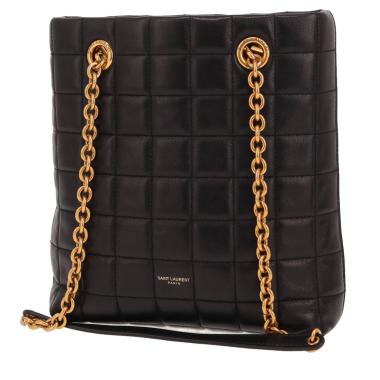 Bolso de mano Saint Laurent  North-South mini  en cuero acolchado negro