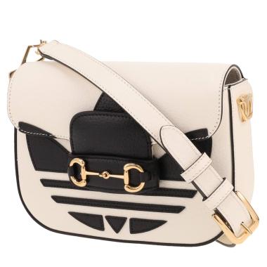 Borsa a tracolla Gucci  1955 Horsebit mini  in pelle bianca e nera