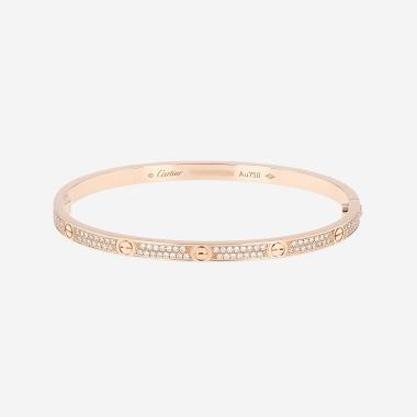Bracelet Cartier Love pavé petit modèle en or rose et diamants
