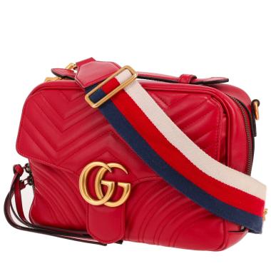 Borsa a tracolla Gucci  GG Marmont in pelle trapuntata rossa