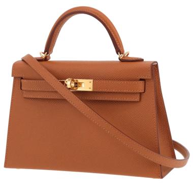 Bolso bandolera Hermès  Kelly 20 cm en cuero epsom color oro