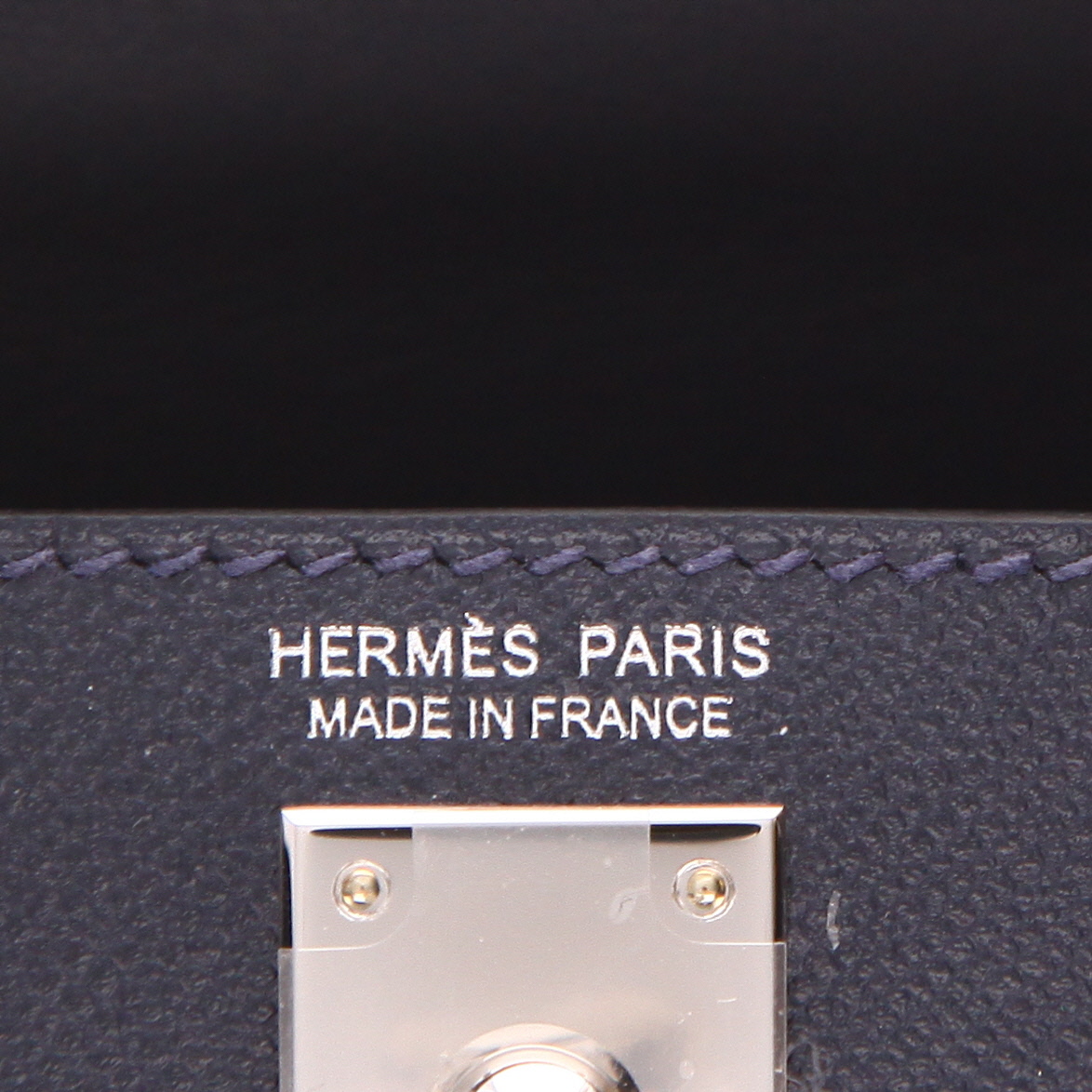 Borsa Hermès  Kelly 20 cm in Veau Madame blu notte - Detail D2