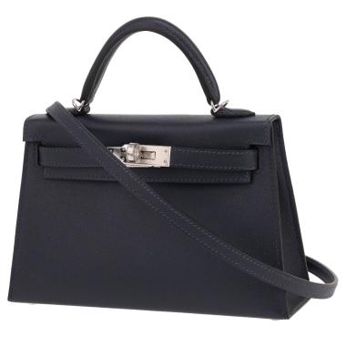 Hermès  Kelly 20 cm handbag  in dark blue Veau Madame