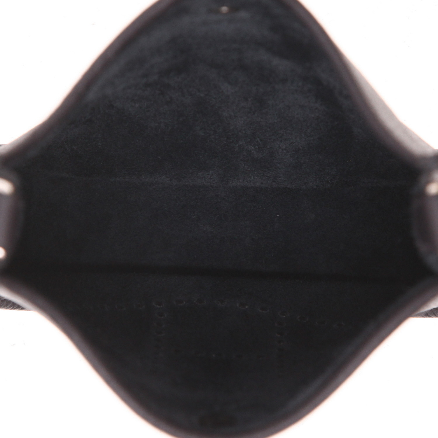 Sac bandoulière Hermès  Mini Evelyne en cuir taurillon clémence noir - Detail D3