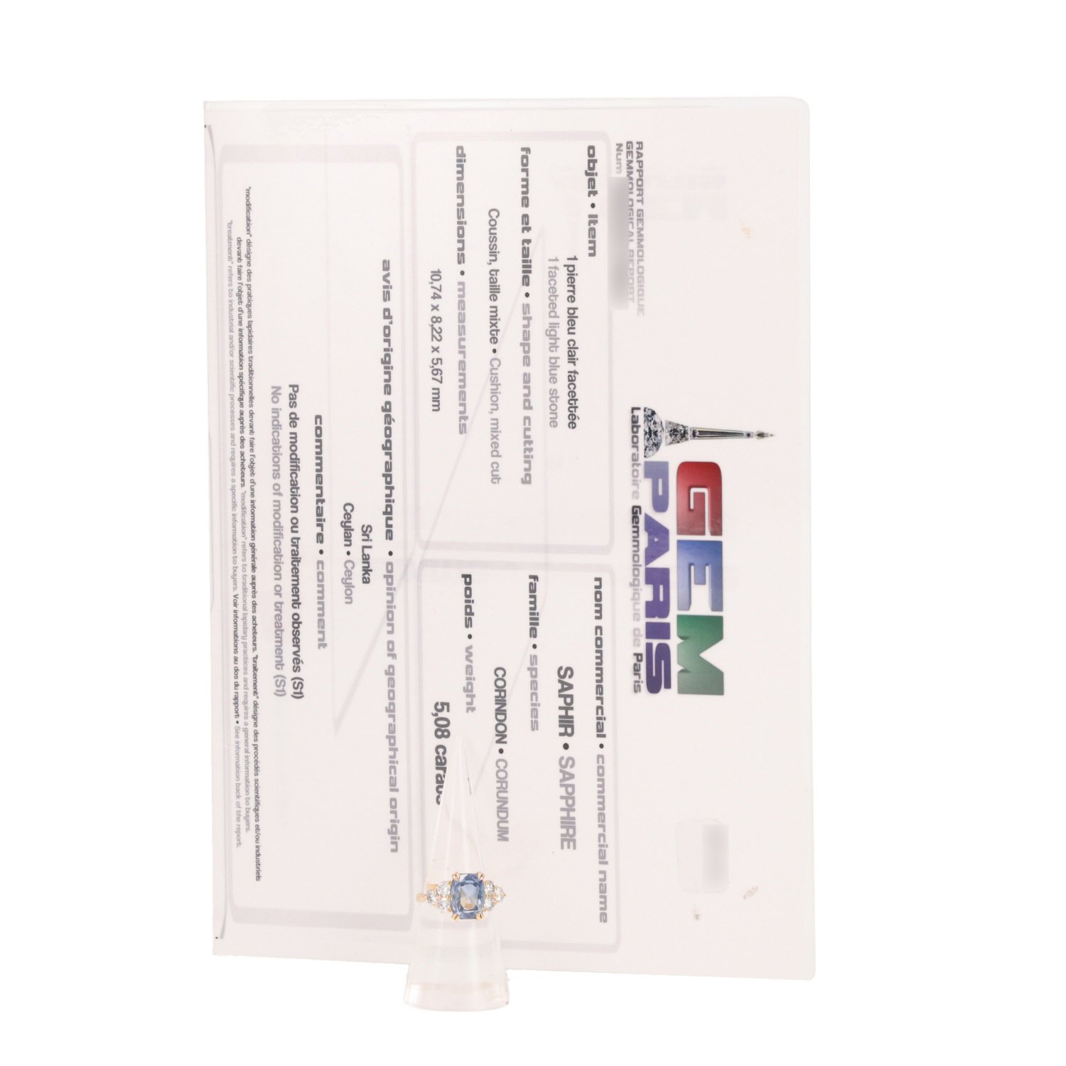 Vintage ring in yellow gold, diamonds and Ceylan sapphire - Detail D2