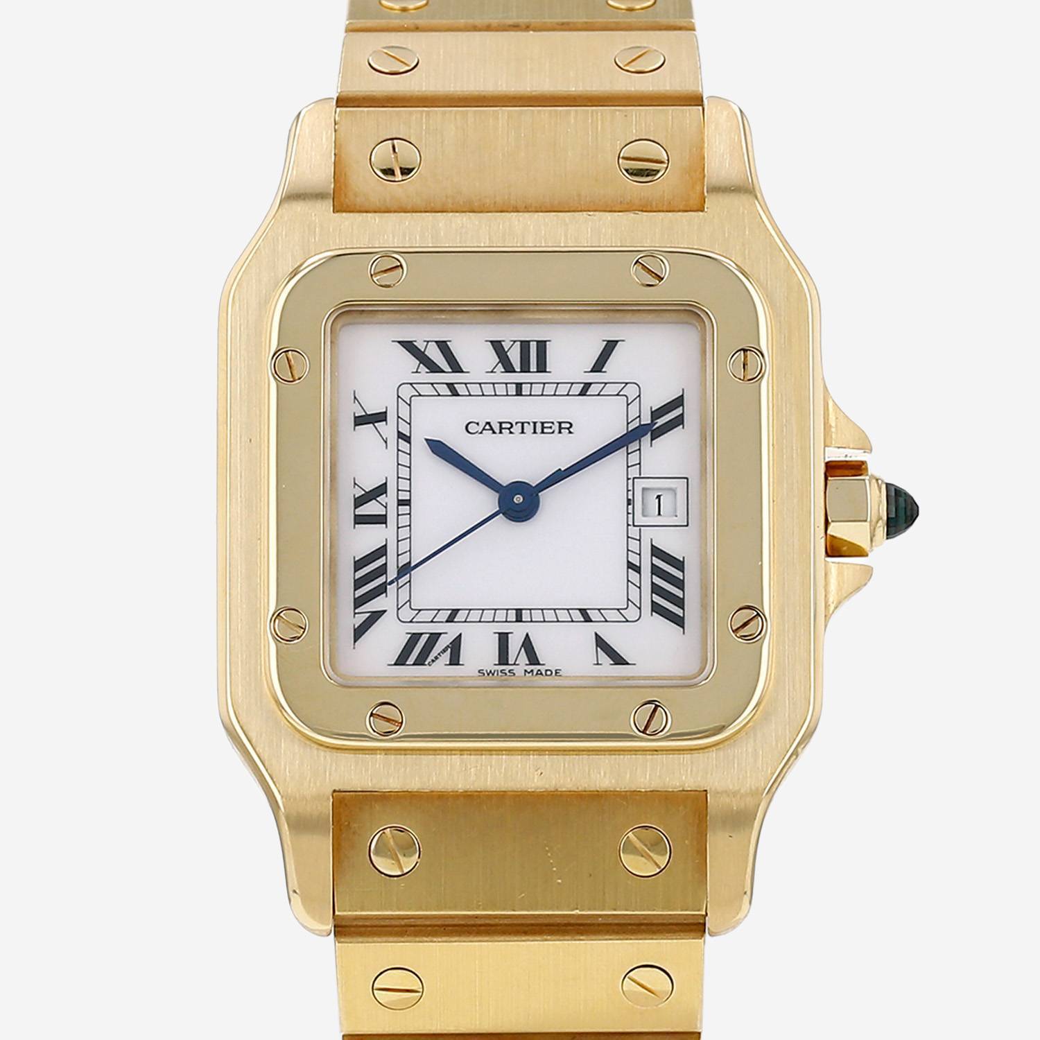 Medium-sized Cartier Santos watch in yellow gold, Ref: Cartier - 8296, circa 1980