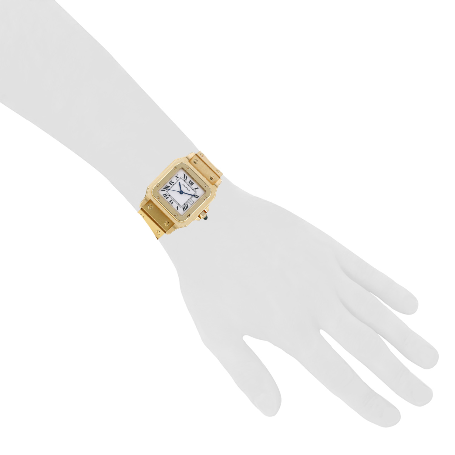 Medium-sized Cartier Santos watch in yellow gold, Ref: Cartier - 8296, circa 1980 - Detail D1