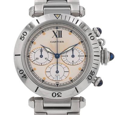 Reloj Cartier Pasha Chrono de acero, ref.: Cartier - R4030, hacia el año 2000