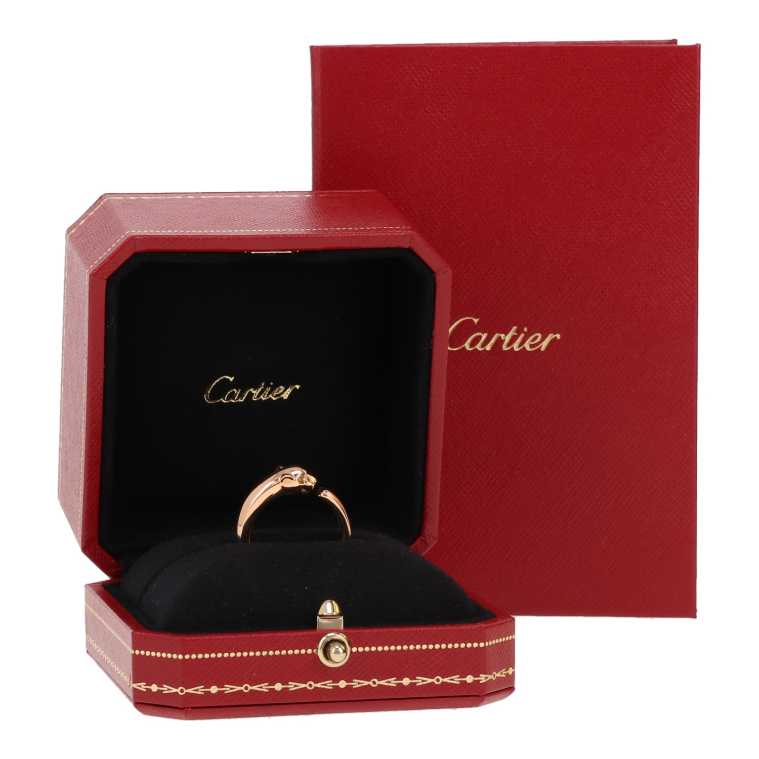 Bague Cartier Panthère petit modèle en or rose, tsavorites et onyx - Detail D2