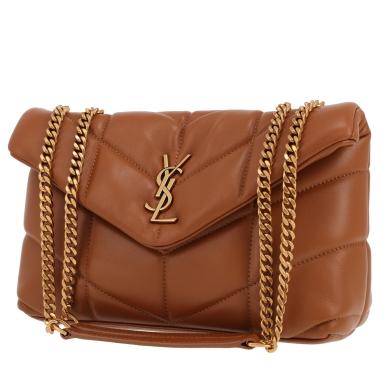 Sac bandoulière Saint Laurent  Puffer Toy en cuir matelassé marron-havane