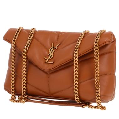 Saint Laurent  Puffer Toy shoulder bag  in havana brown quilted leather