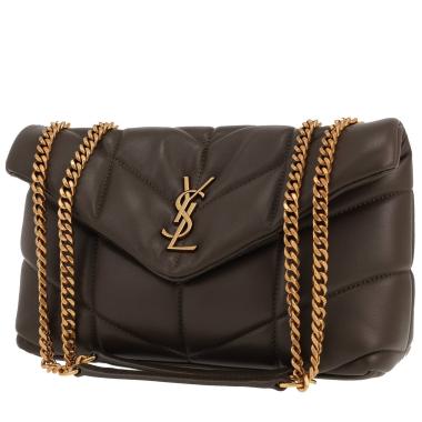 Borsa a tracolla Saint Laurent  Puffer Toy in pelle trapuntata verde kaki
