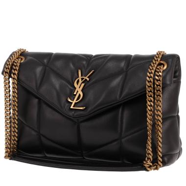 Bolso bandolera Saint Laurent  Puffer modelo pequeño  en cuero negro